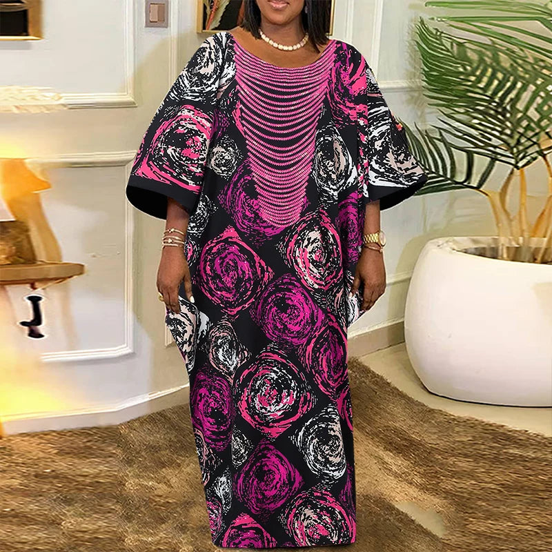 Plus Size VONDA Women Foral Printing Bohemian Maxi Dress 2025 Causal Puff Sleeve Sundress Holiday Eelgant Vestido NO Tassel