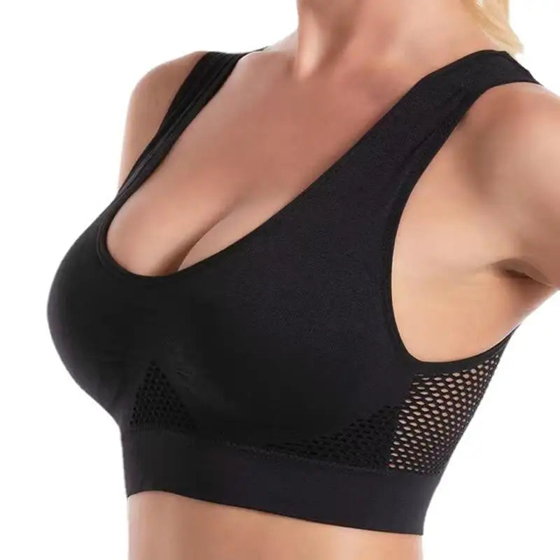 S-7XL Plus Size Grid Air Holes Bra sports without underwire Women's Underwear Shock-proof Yoga Running Brassiere Hollow out Vest