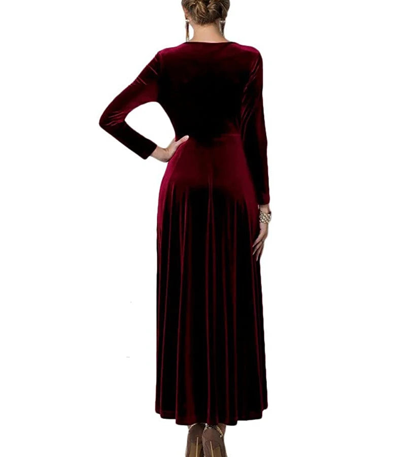 Autumn New 2023 Long Dress Cocktail Party Evening Elegant V Neck Velvet Formal Robe Gown Maxi Dress For Women Clothing Vestidos
