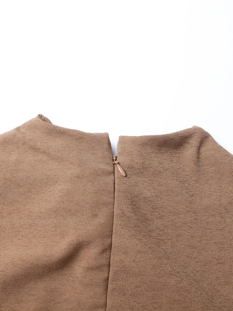 TWOTWINSTYLE Knitting White Dresses For Women V Neck Long Sleeve High Waist Hollow Out Slim Dress Female Summer 2023 Clothing