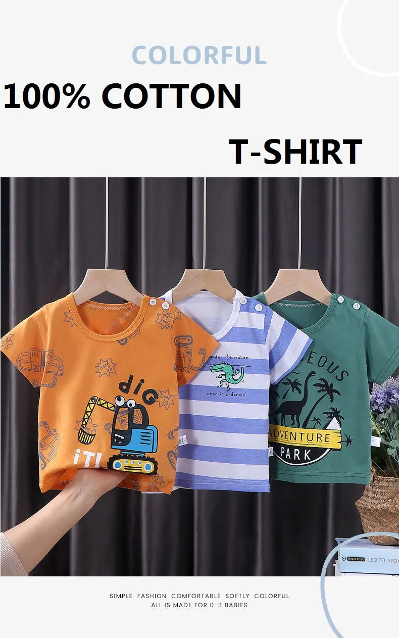 Children's Clothing T-Shirt Kids Clothes Boys Girls Summer Cartoon Tops Short Sleeve Clothes 100% Cotton Baby Clothing