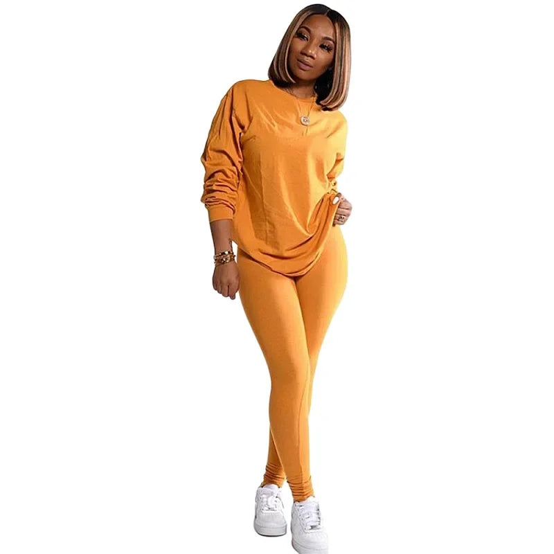 two piece set women 2 piece set stacked leggings clothes for women outfits stacked pants tracksuit female fall clothes 2024