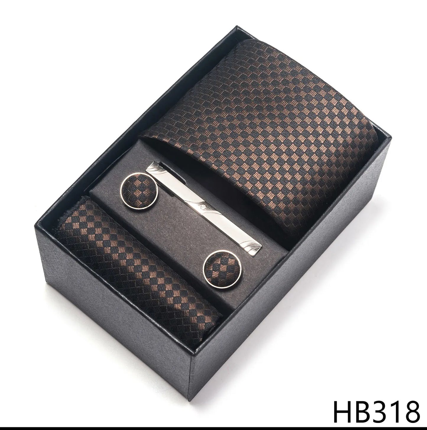 Luxury Brand 8 cm Tie Handkerchief Cufflink Clip Set For Men Wedding Gravata Suit Accessories Holiday Gift Box