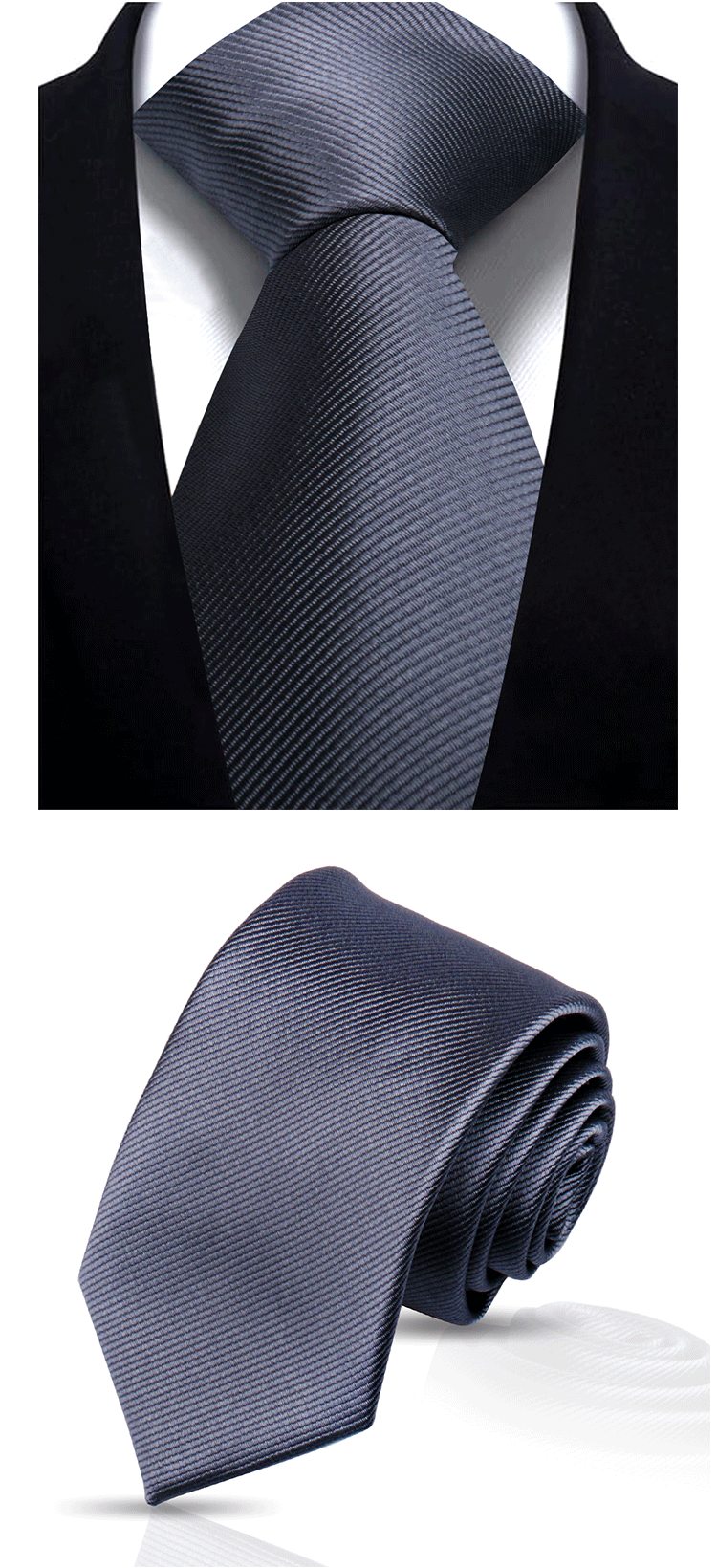 Solid Tie 7.5cm Necktie For Men Fashion Wedding Ties Slim Blue Gray Classic Neckties Men Business Jacquard Woven Classic Gravats