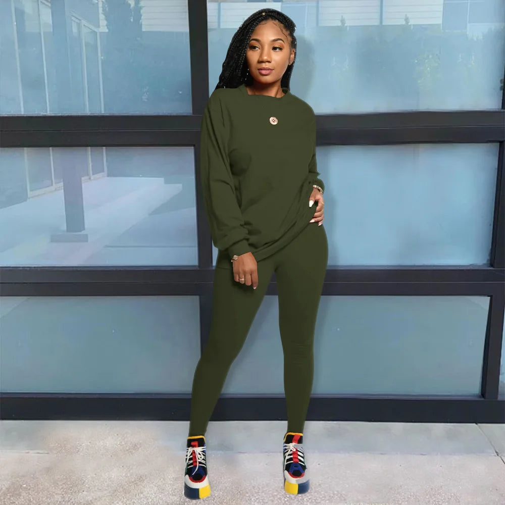 two piece set women 2 piece set stacked leggings clothes for women outfits stacked pants tracksuit female fall clothes 2024