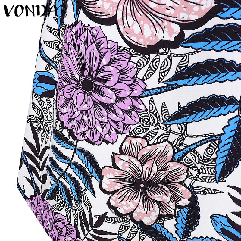 VONDA Bohemian Maxi Dress 2024 Elegant Floral Print Sundress Women Long Sleeve Casual Vestidos Holiday Casual Robe Oversized