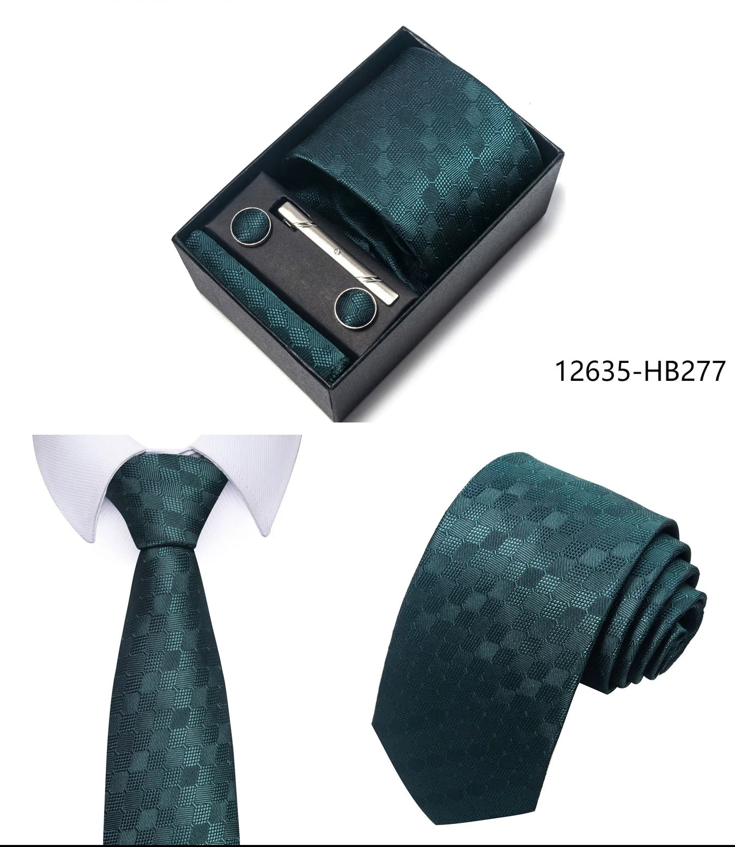 Luxury Brand 8 cm Tie Handkerchief Cufflink Clip Set For Men Wedding Gravata Suit Accessories Holiday Gift Box