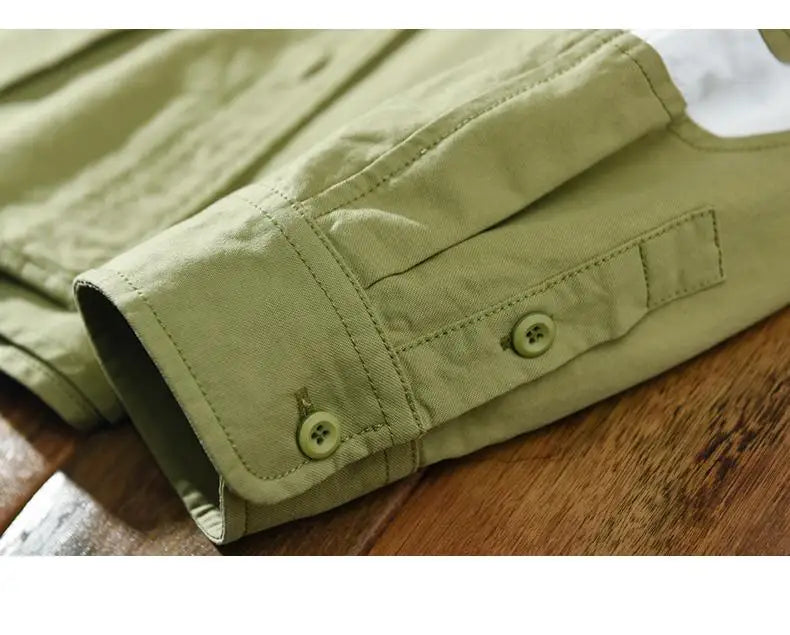 2024 New Spring and Summer Fresh Leisure Loose Embroidery Spliced Contrast Color Long Sleeve Workwear Thin Men's Shirt Coat