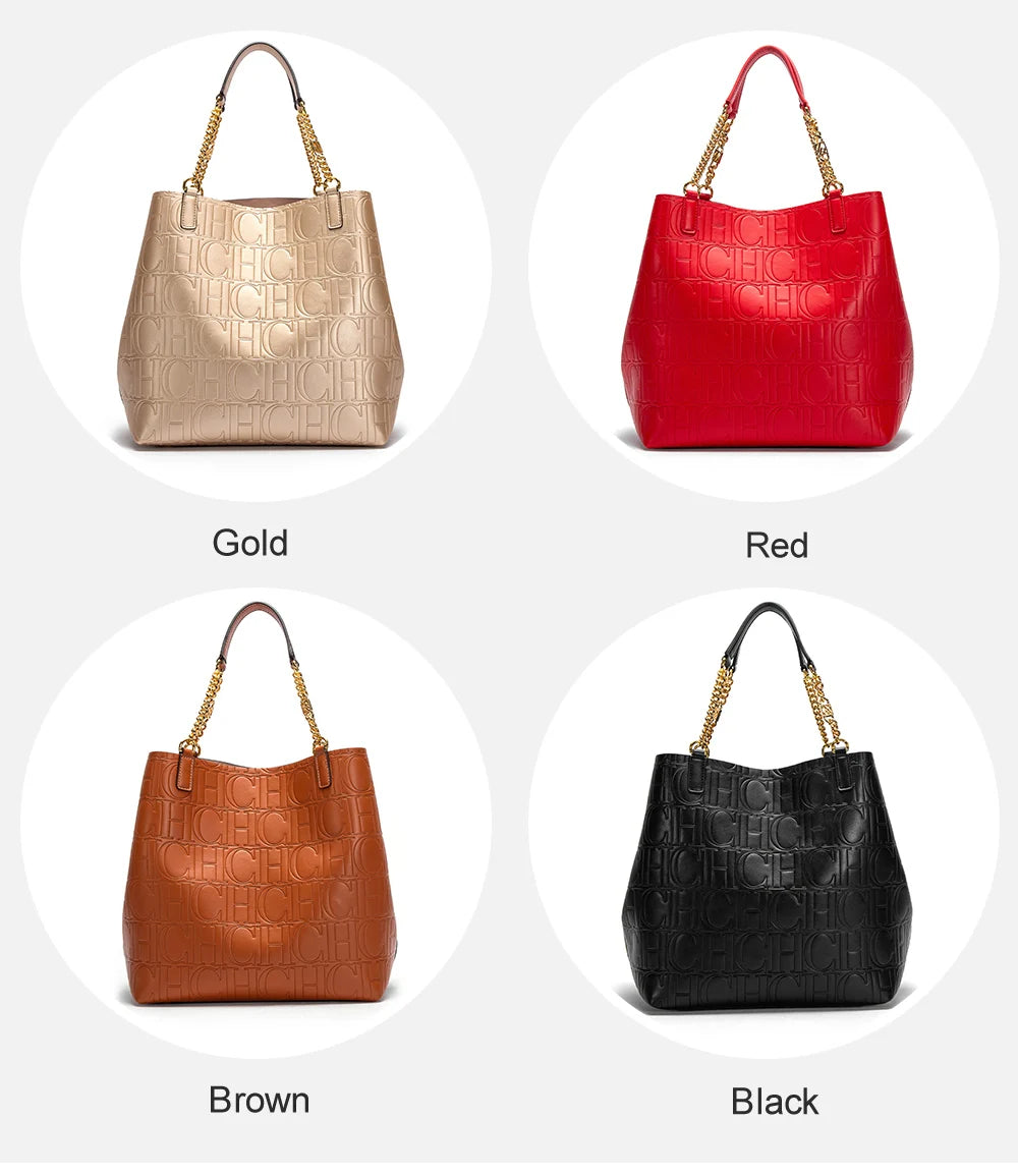 CH Superior Sense of Solid Colour Simple Style Ladies Large Capacity Tote Bag Daily Commuting Fashion Style Ladies Versatile