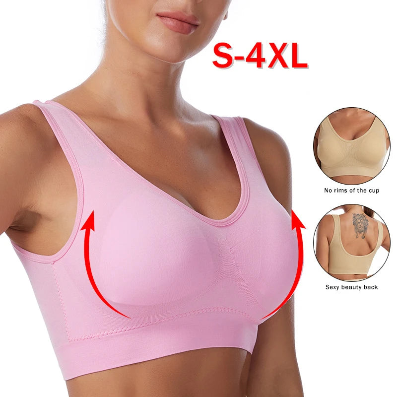 Women Bra Plus Size Seamless Brassiere Breathable Wire Free Bralette Underwear Comfortable Active Padded Brassiere Crop Top