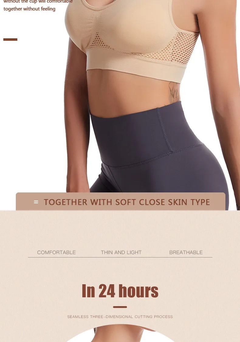 S-7XL Plus Size Grid Air Holes Bra sports without underwire Women's Underwear Shock-proof Yoga Running Brassiere Hollow out Vest