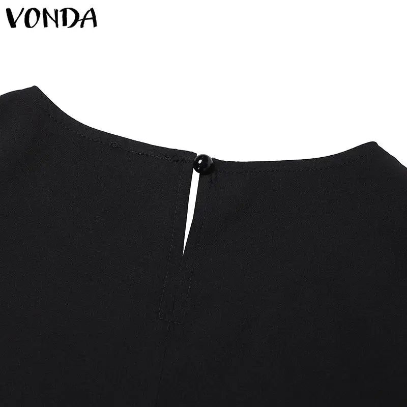 VONDA Women Printed Dress 2024 Vintage Maxi Long Dress Autumn Patchwork Sundress Fashion Elegant Party Vestidos Femme Robe Baggy