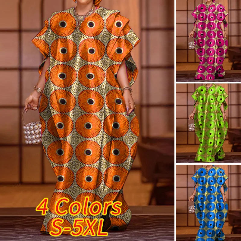 Plus Size 5XL VONDA Printed Women Maxi Long Dress 2025 Summer Sundress Bohemian Party Vestidos Casual Loose Robe Femme