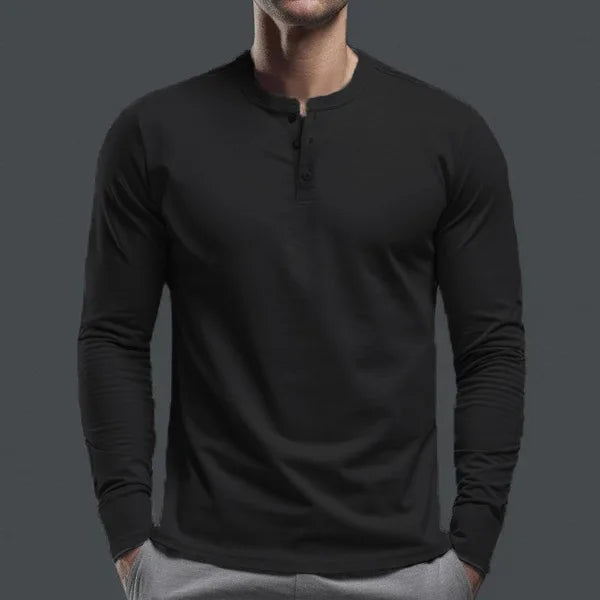 Cross-border Spring and Autumn Clothing European and American Men's T-Shirt Long-sleeved Men's Base Henry Shirt
