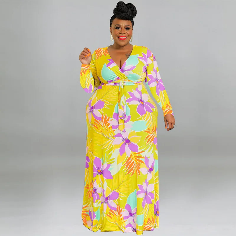 XL-5XL Plus Size Clothes Dresses Women Robes Summer Spring Long Sleeve Street Style Casual 3XL 4XL Big Size Maxi Dress Oversize