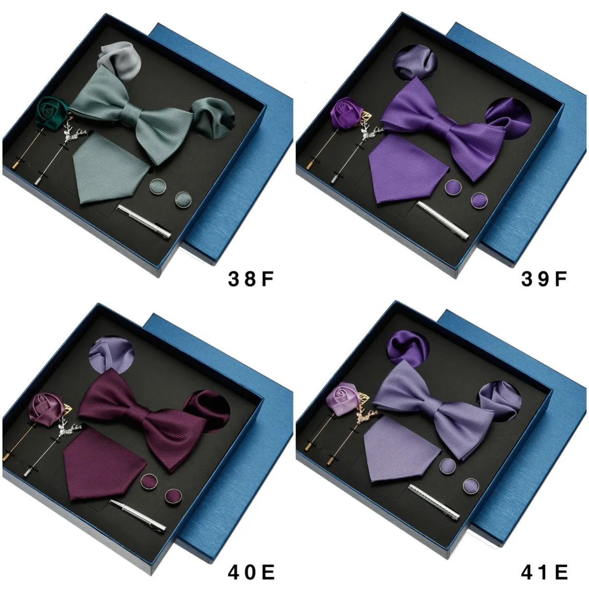 Men Tie Silk Necktie Man Bowtie Hanky Brooches Cufflinks And Tie Clip For Men Accessories Red Burgundy Wedding Tie Gifts Set