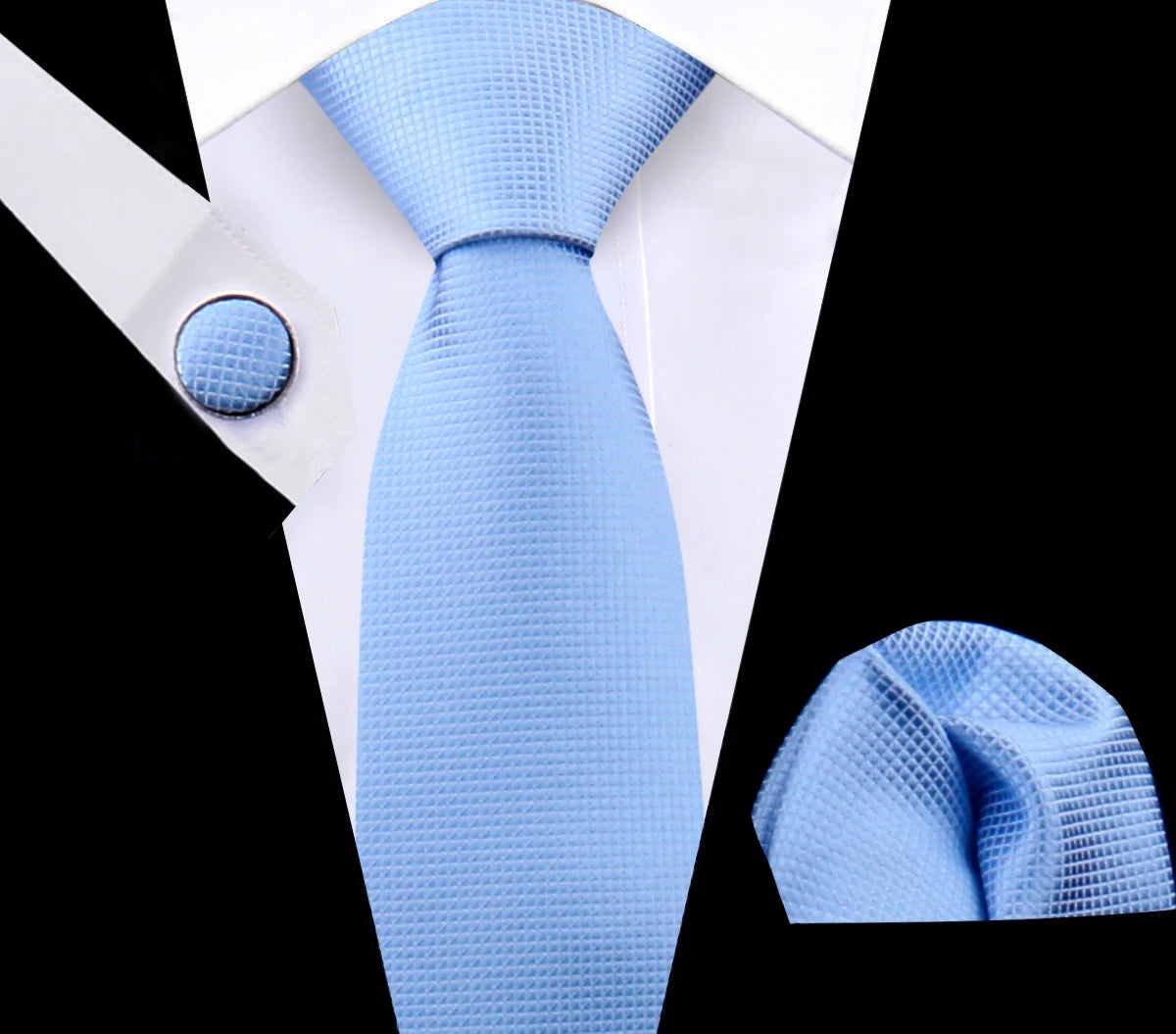 Luxury Plaid Tie For Mens Necktie Handkerchief Pocket Square Cufflinks Set Jacquard Woven Ties Wedding Business Accessories