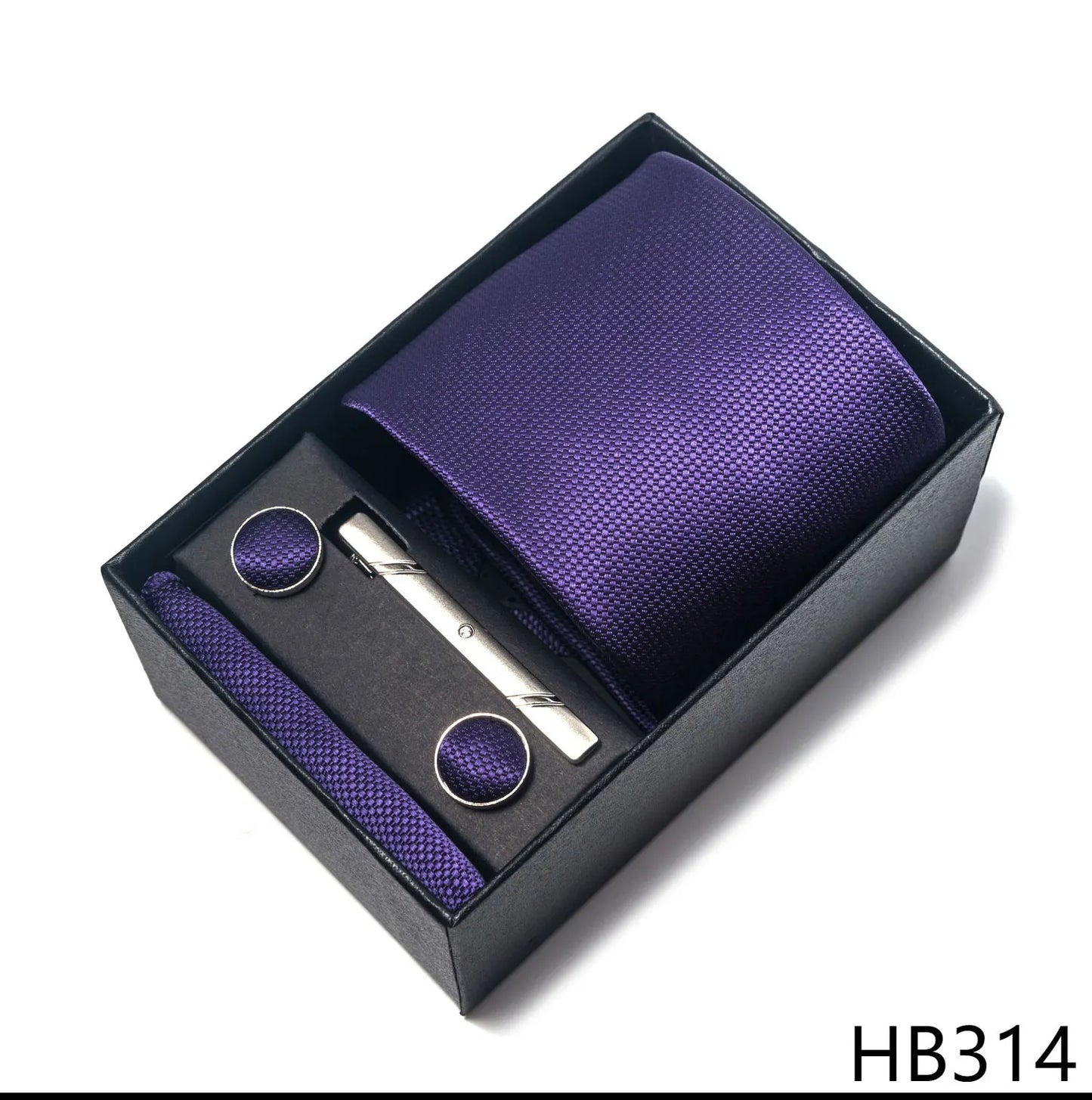Luxury Brand 8 cm Tie Handkerchief Cufflink Clip Set For Men Wedding Gravata Suit Accessories Holiday Gift Box