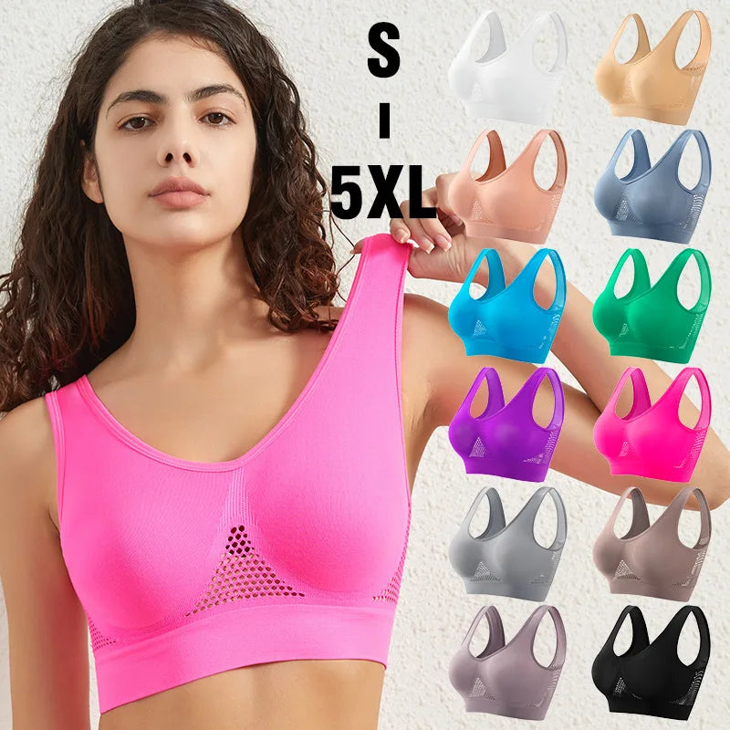 Seamless Bras For Women Push Up Sports Bralette Female Non-wire No Pad Crop Top Hollow Breathable Sexy Lingerie S-5XL Brassiere
