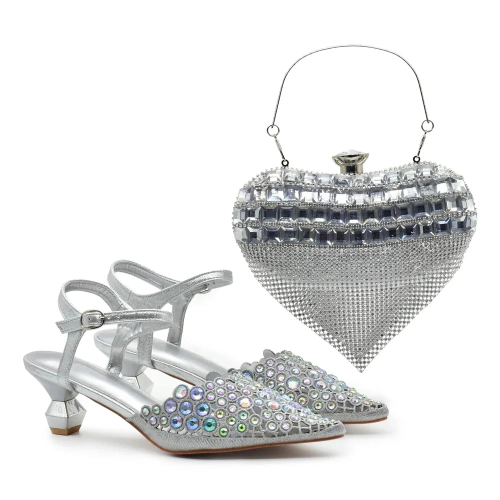 Hot Selling Pointed Toe Ladies Shoes Matching Bag Set for Nigeran Wedding Party Pumps Shoes for Women 2025 Designer Luxury