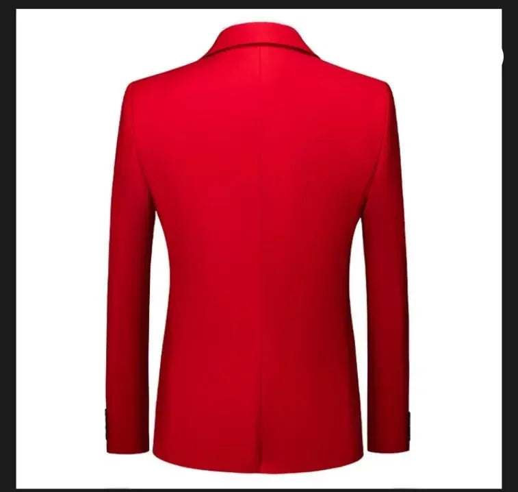 New Men Pure Colour Business Social Office Suit Slim Fit Jacket Fashion Simple Groom Wedding Tuxedo Dress Blazers Coats
