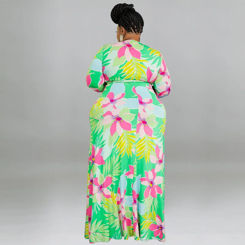 XL-5XL Plus Size Clothes Dresses Women Robes Summer Spring Long Sleeve Street Style Casual 3XL 4XL Big Size Maxi Dress Oversize