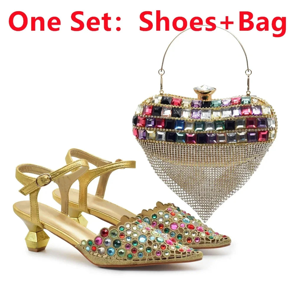 Hot Selling Pointed Toe Ladies Shoes Matching Bag Set for Nigeran Wedding Party Pumps Shoes for Women 2025 Designer Luxury