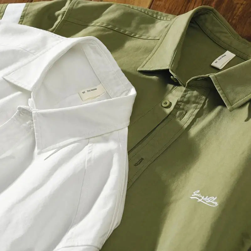 2024 New Spring and Summer Fresh Leisure Loose Embroidery Spliced Contrast Color Long Sleeve Workwear Thin Men's Shirt Coat