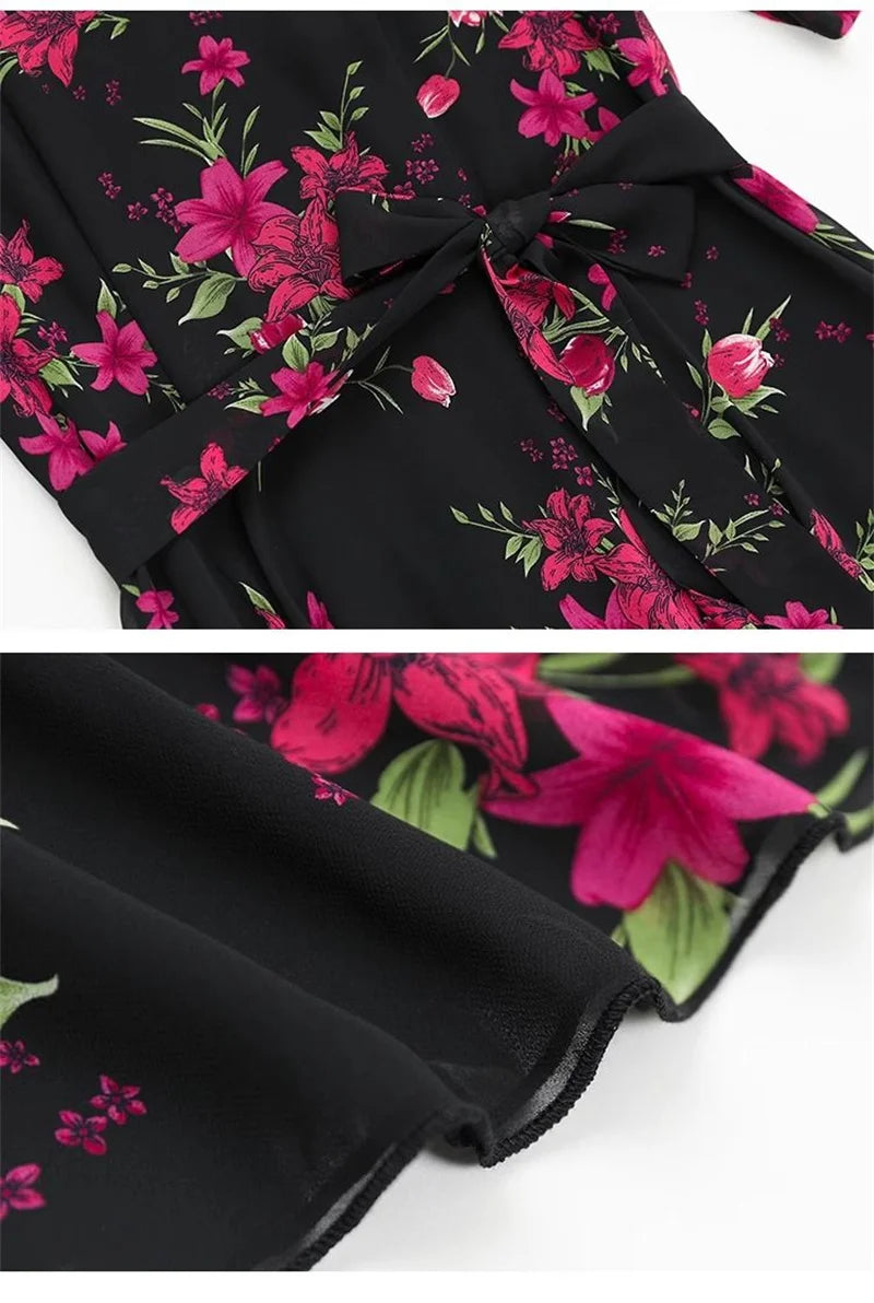 Womens Dresses Fashion Summer Dresses 2024 Summer Senior red Print Dress Long Loose Temperament Waist Loose Big Swing Dress