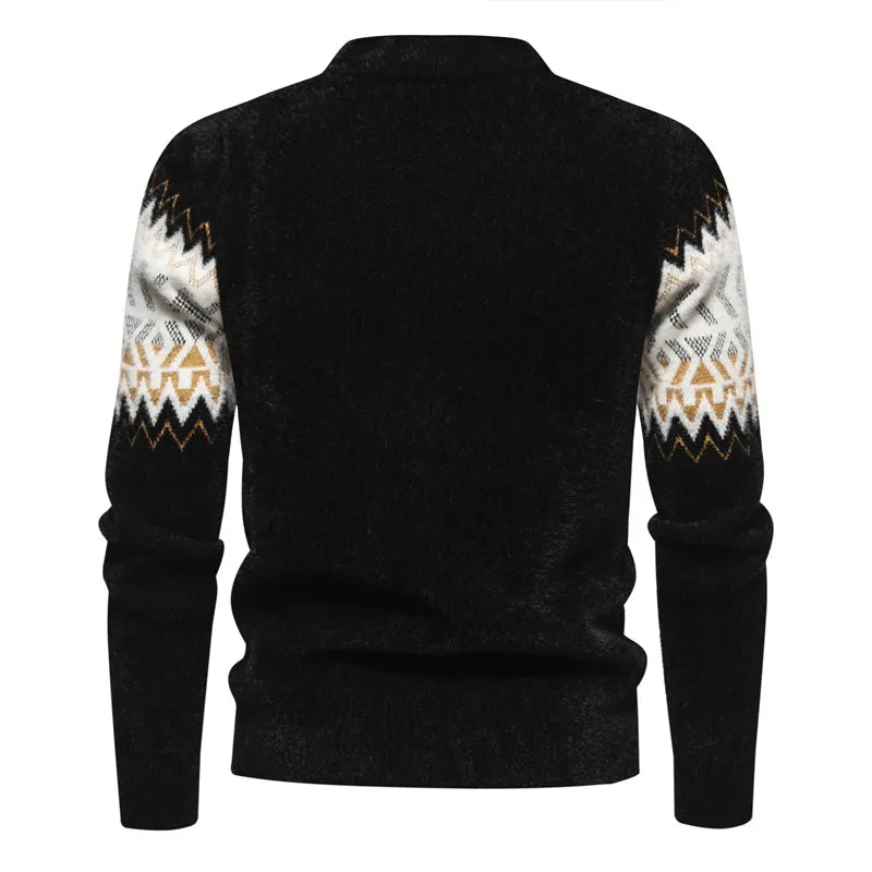 Trend Men's New Imitation Mink Sweater Soft and Comfortable Fashion Warm Knit Sweater Pullover
