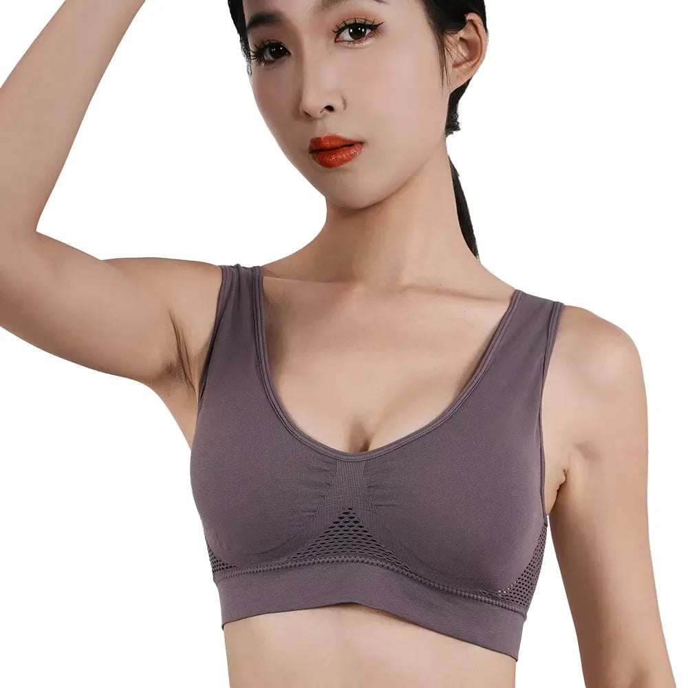 Women Large Sports Bra No Steel Ring Seamless Bra Anti Sagging Gathering Bralette Pad Gym Runing Bras Yoga Vest Underwear S-6XL