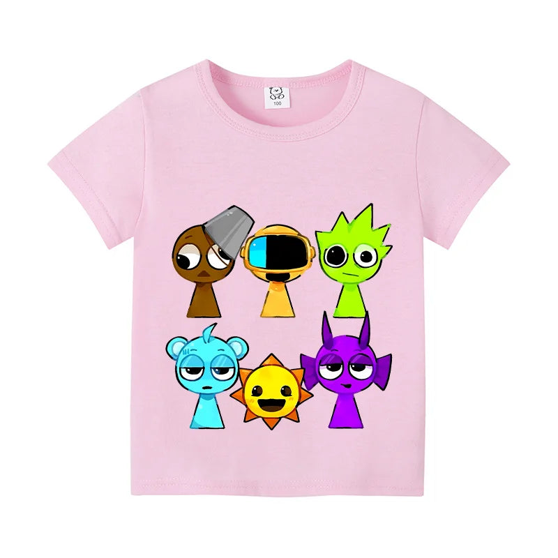 Sprunki Kids T-shirt Summer Children Incredibox Game Cotton Short Sleeve Top Boy Anime Fashion Cute Tee Girl Casual Clothes Gift