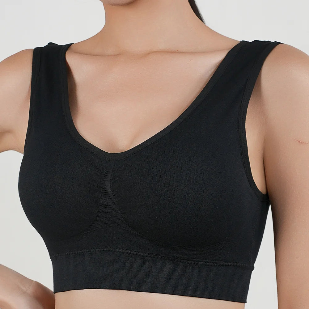 Women Large Seamless Bras Push Up Sports Top Female Breathable Brassiere Unwired Active Padded Bra Crop Top Gym Runing Yoga Vest
