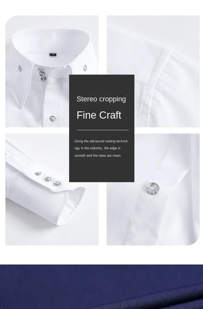 Men's Dress Shirt Autumn Spring Long Sleeve Business Blue Casual Shirts Female Coat Slim-fit Non-ironing Solid Color Black