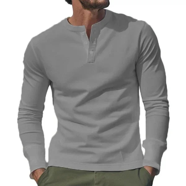 Cross-border Spring and Autumn Clothing European and American Men's T-Shirt Long-sleeved Men's Base Henry Shirt