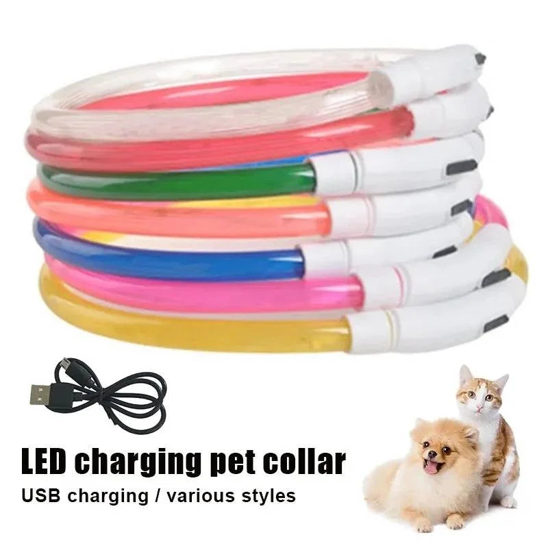 Dog Luminous Charge Collar Led Usb Cat Dogs Collars 3 Modes Detachable Night Led Glow Dog Loss Prevention Collar Pet Accessories