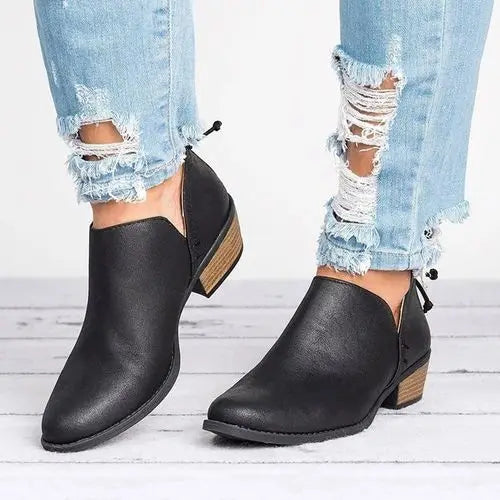 Women's 6 Boots 2022 Autumn Pointed Suede Thick Heel Booties Women Plus Size Zipper Heeled Ankle Boots Botas De Mujer