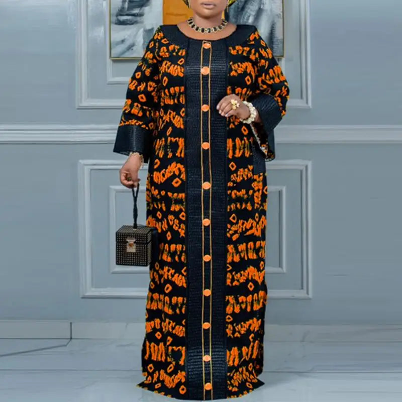 VONDA Women Printed Dress 2024 Vintage Maxi Long Dress Autumn Patchwork Sundress Fashion Elegant Party Vestidos Femme Robe Baggy