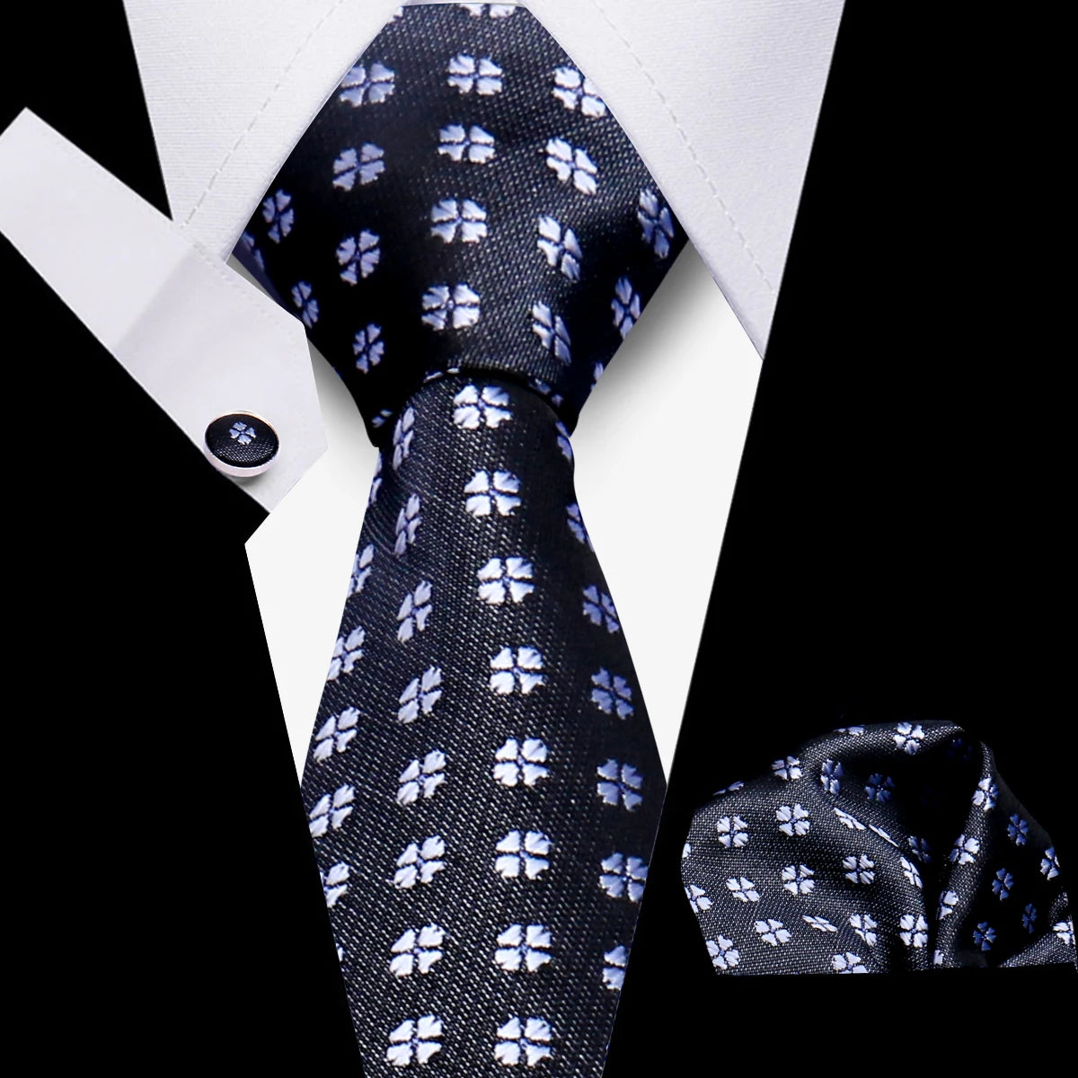 Tie Men Business Necktie Set Classic Plaid Cufflinks Handkerchief For Suit Wedding High Quality 3pcs Ties Sets Formal Gravata
