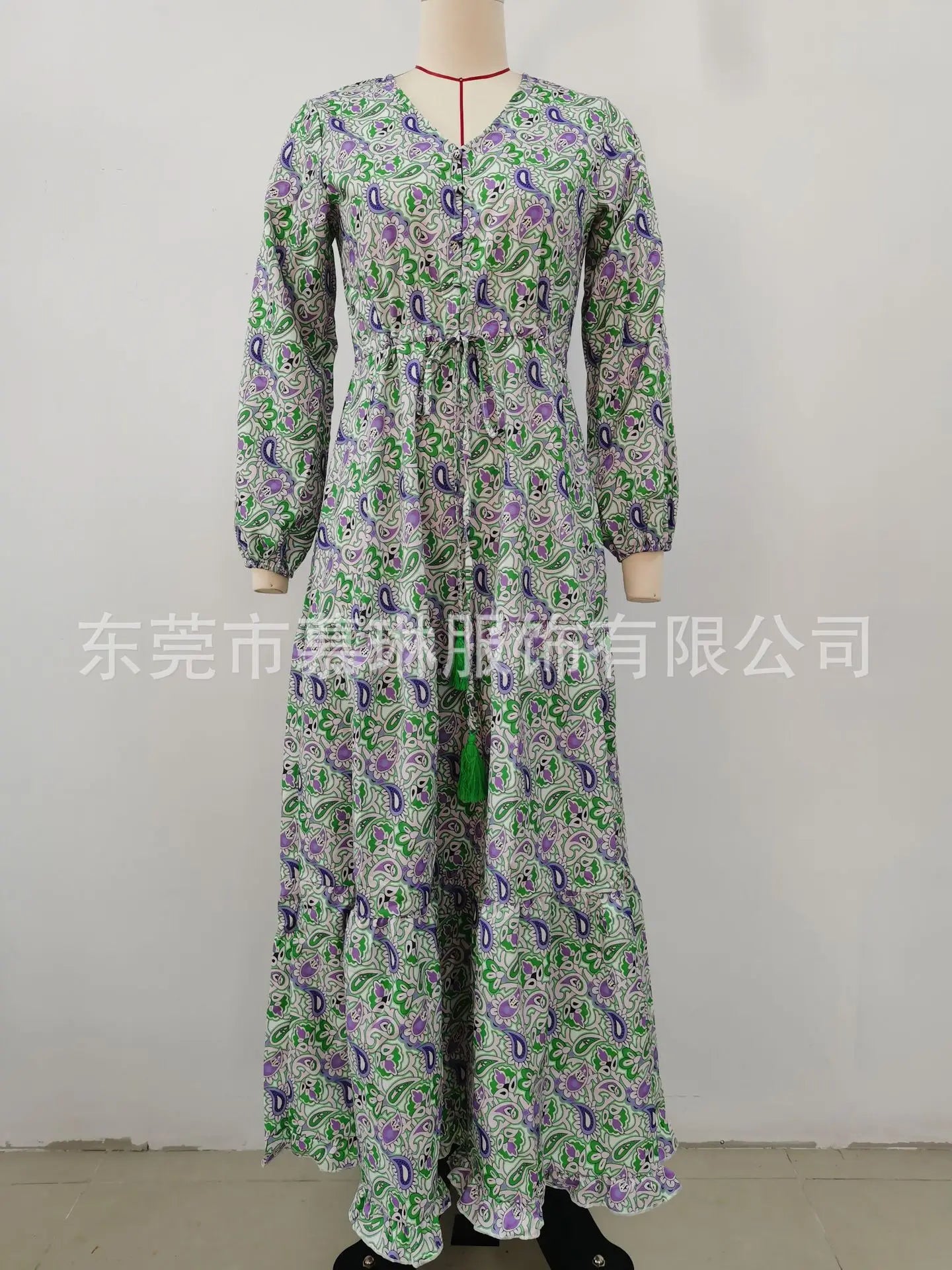 Elegant Women's Flower Long Dresses 2024 Spring New Bohemian Printed Dress Abıye Kadın Abiye Платье Robe Ete Femme Vestidos