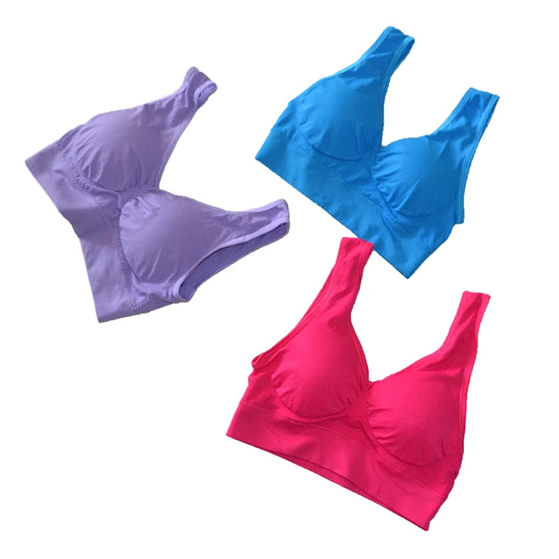 Women Wireless Sports Bra Fitness Running Vest Gym Workout Underwear Padded Tops Bralette Breathable Brassiere Push Up Bras