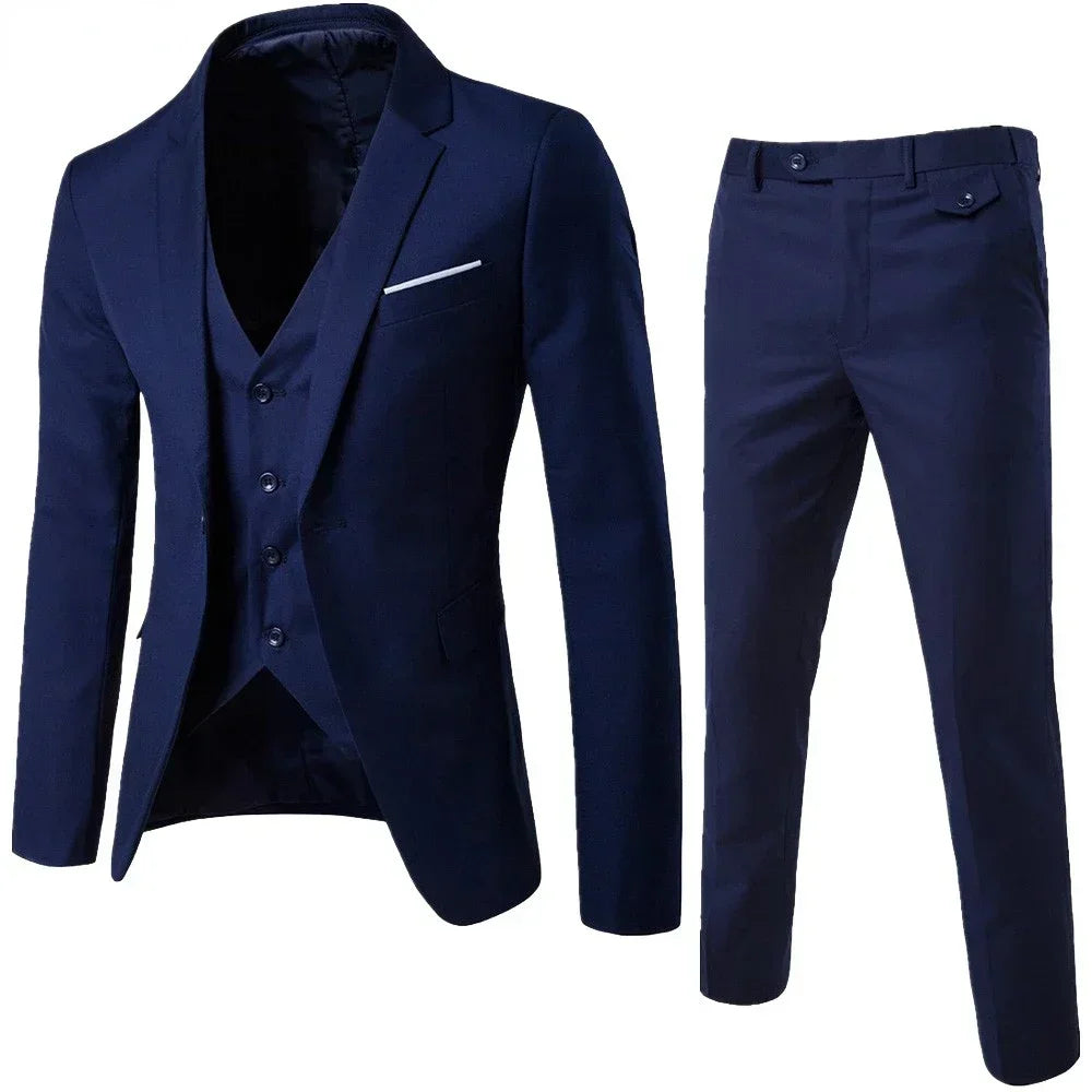 Elegant Suits For Men Wedding 3 Pieces 2 Set Luxury Fashion Classic Full Jackets Vest Pants Blazers Outfit 2024 Formal Costume