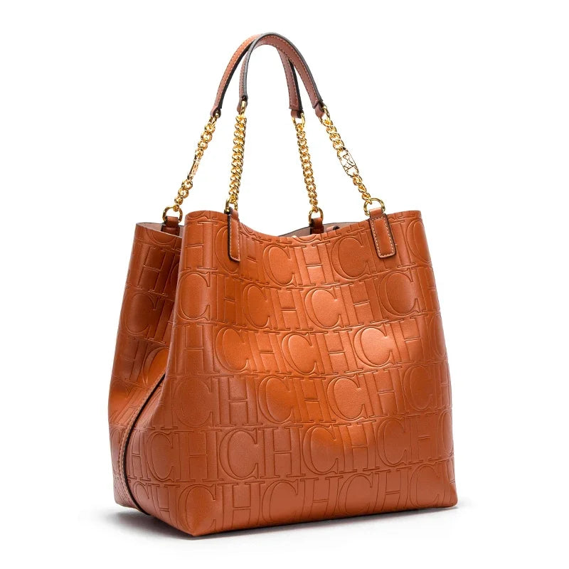 CH Superior Sense of Solid Colour Simple Style Ladies Large Capacity Tote Bag Daily Commuting Fashion Style Ladies Versatile