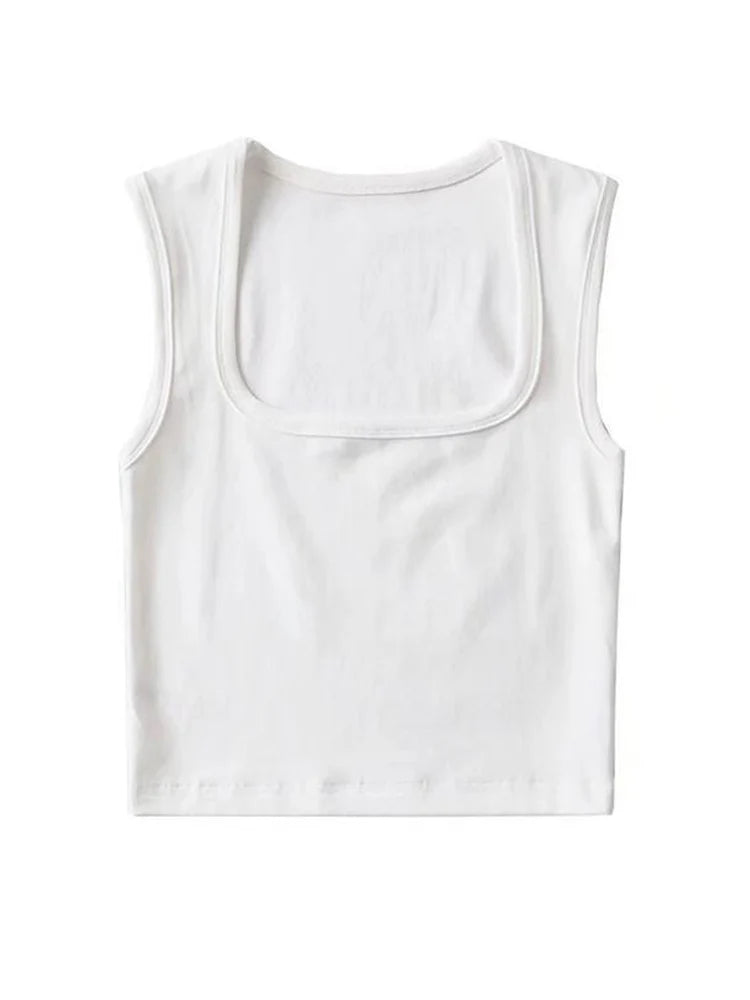 Deep Square Collar Vests 2023 Summer New Fashion Sexy Women's Crop Tops Sling Vest Camis