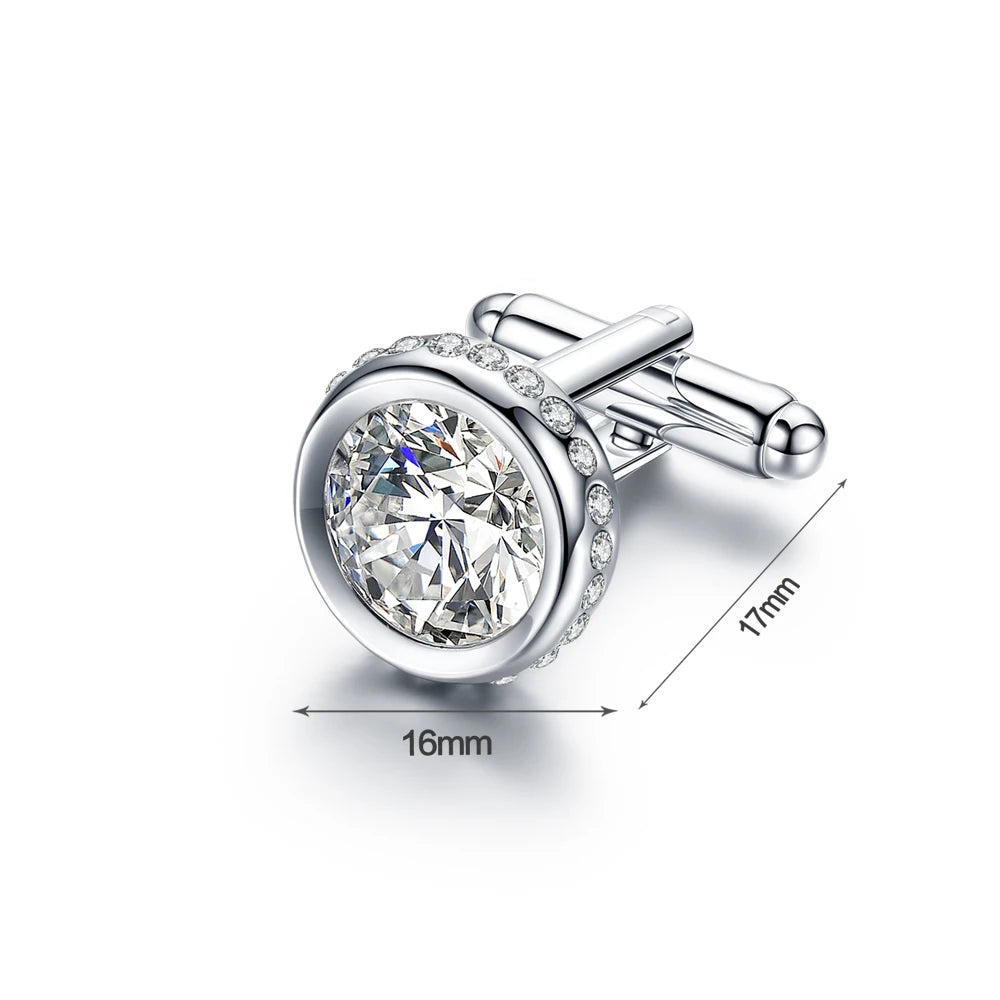 Men's Crystal Shirt Cuff Links Groomsmen Gift for Him Wedding Cufflinks for Men Fathers Husbands and Friends