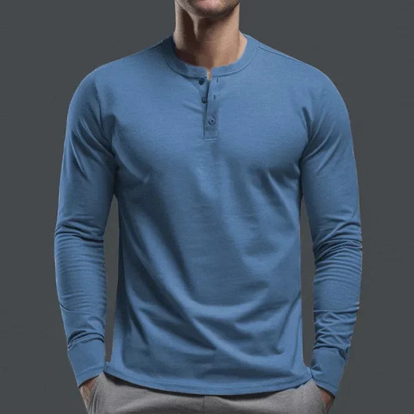 Cross-border Spring and Autumn Clothing European and American Men's T-Shirt Long-sleeved Men's Base Henry Shirt