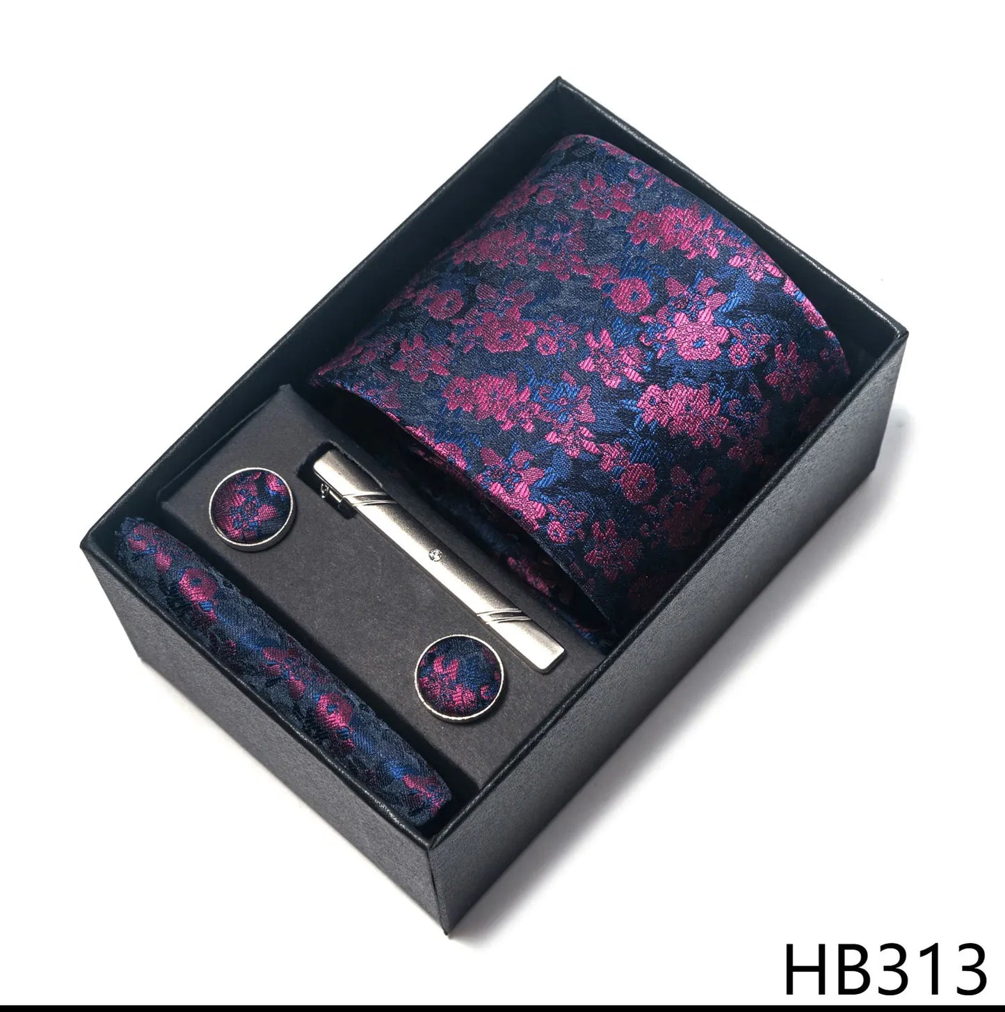 Luxury Brand 8 cm Tie Handkerchief Cufflink Clip Set For Men Wedding Gravata Suit Accessories Holiday Gift Box