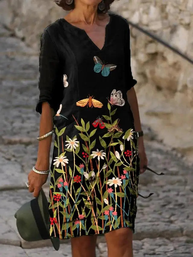 New Spring Women Loose Vintage Ruffles Dress Summer Large Big Printed Boho Casual Party Elegant Dresses