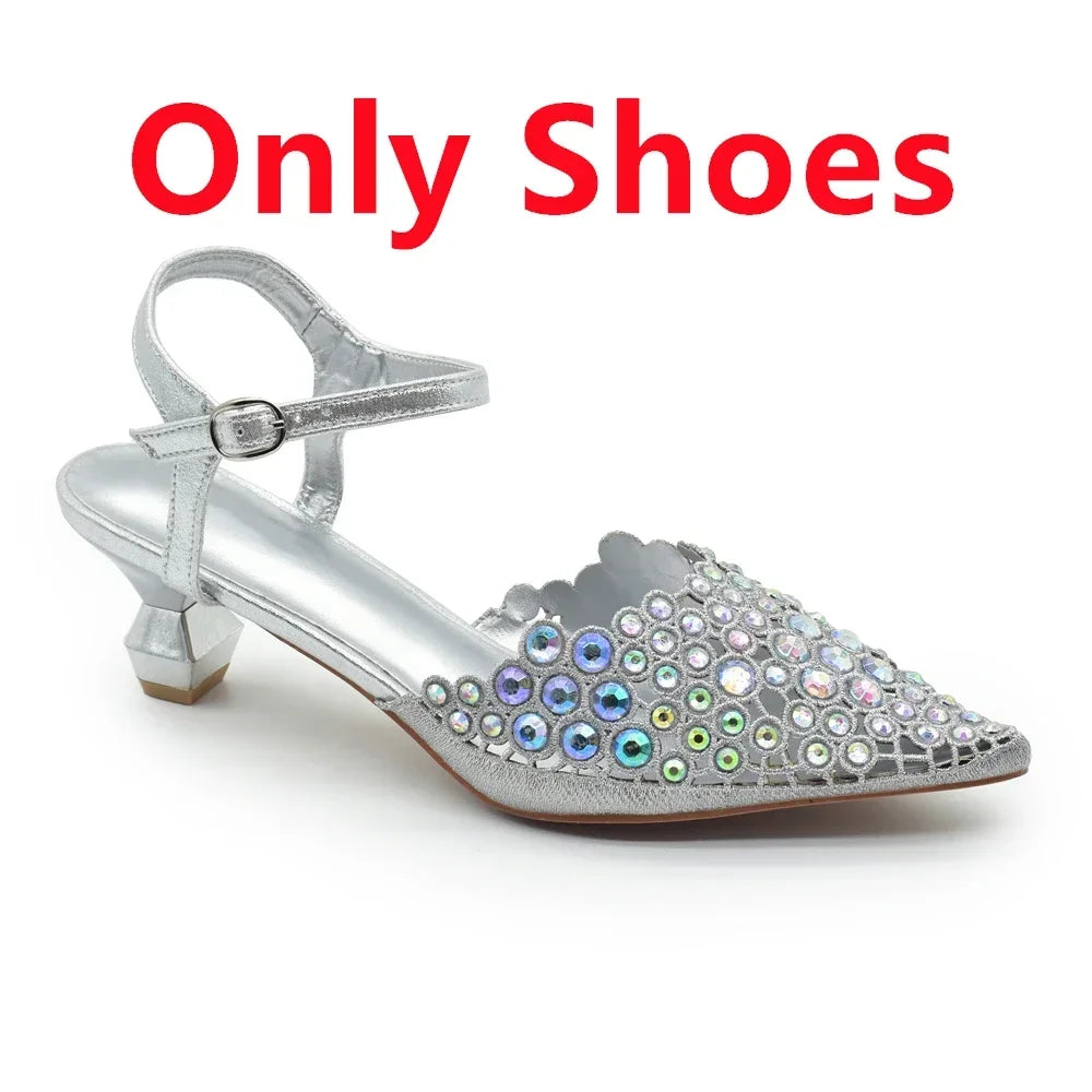 Hot Selling Pointed Toe Ladies Shoes Matching Bag Set for Nigeran Wedding Party Pumps Shoes for Women 2025 Designer Luxury