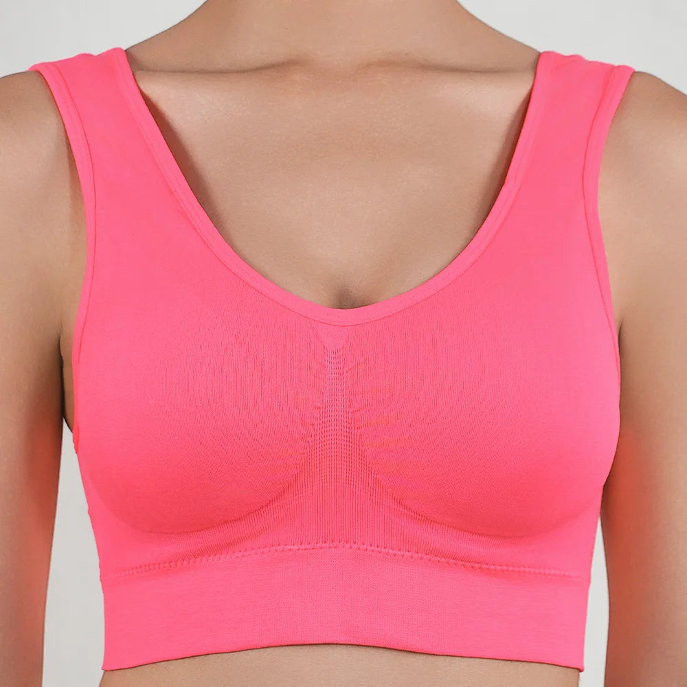 Women Large Seamless Bras Push Up Sports Top Female Breathable Brassiere Unwired Active Padded Bra Crop Top Gym Runing Yoga Vest